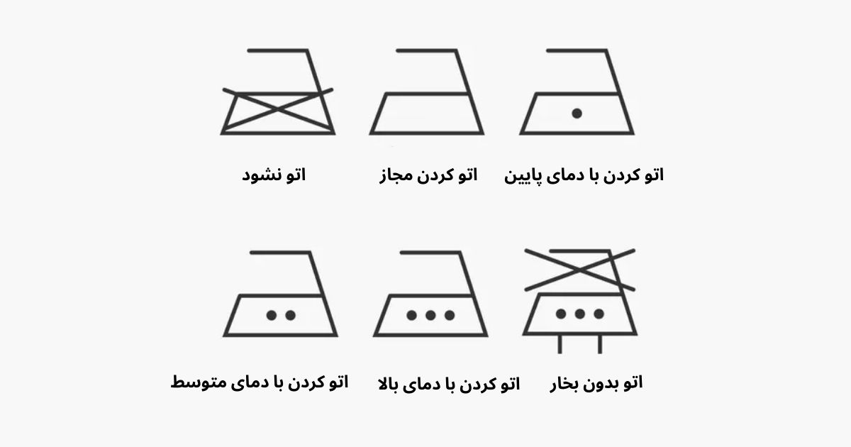 نمادهای اتو کردن لباس